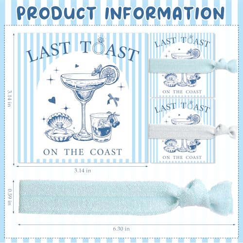 20 Pcs Bachelorette Party Favors - Blue Hair Ties with Cards