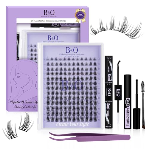 B&Qaugen 156PCS Manga Lash Clusters Kit for Easy Eyelash Extensions
