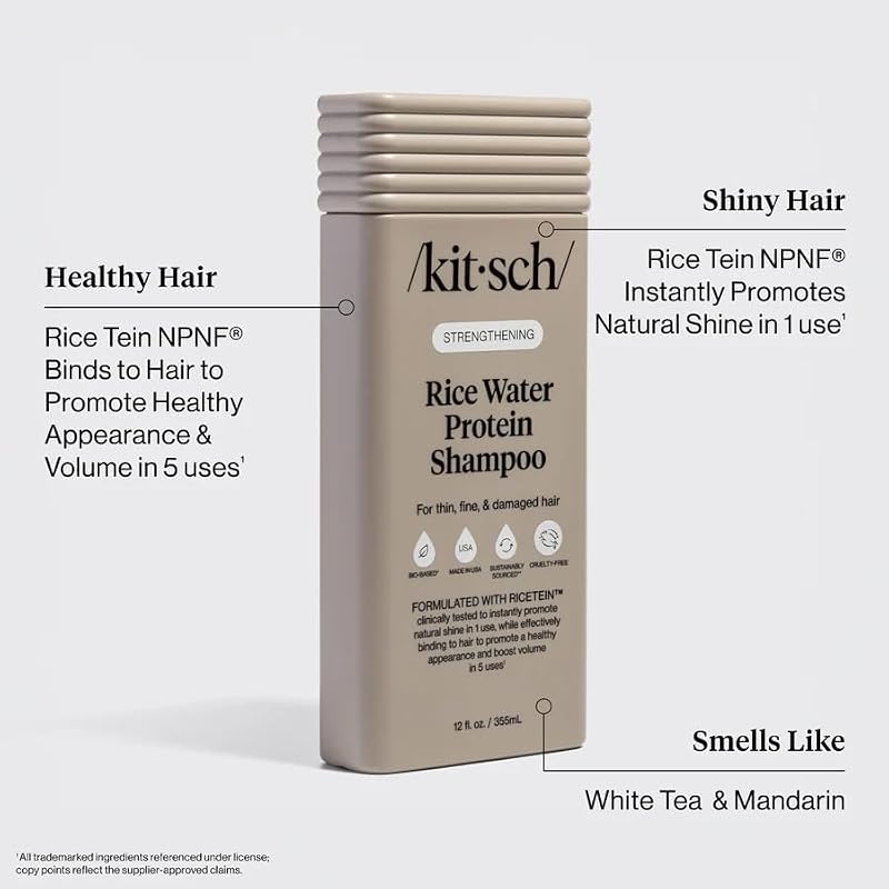 Kitsch Rice Water Shampoo for Hair Growth – Strengthening & Volumizing, 12.3 oz