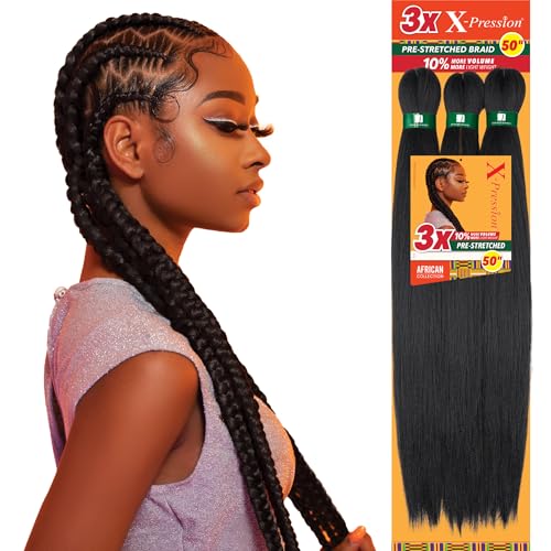 Sensationnel X-Pression Pre-Stretched Braiding Hair 50-inch - 1B Off-Black