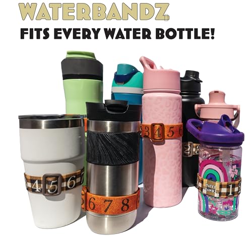 WaterBandz Hydration Tracker Bands - Set of 2 for Water Bottles & Cups