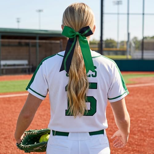 12 Pack Softball Cheer Bows with Glitter Stitching - Girls Sports Hair Accessories