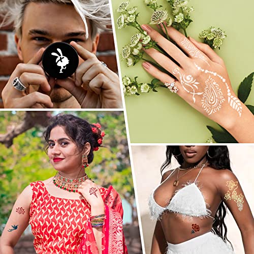 BULEFSEA Reusable Henna Hand Stencils Kit for Women & Girls - 200+ Patterns, Color 01