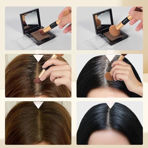 Hairline Powder for Thinning Hair & Gray Roots with Brush – Water & Sweat Resistant Root Touch Up Concealer (Black)