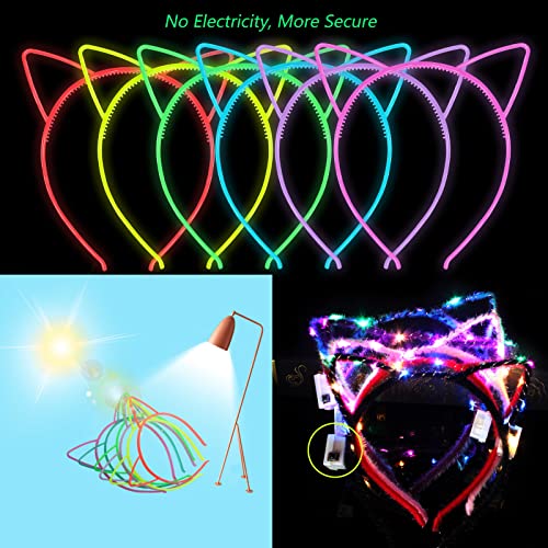 ZIRICHER 12 Cat Ear Headbands - Glow in the Dark Hair Accessories