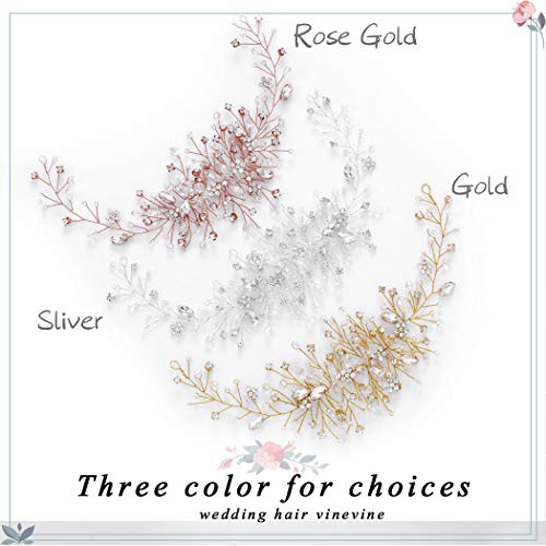 Unicra Silver Wedding Hair Vine with Crystals and Rhinestones Bridal Hair Accessory