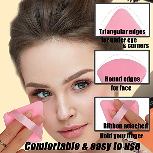 Ocim Triangle Makeup Powder Puffs - 6pcs Soft Velour Set with Case