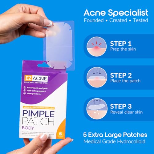 EZACNE XXL Body Pimple Patches - Medical-Grade Hydrocolloid for Back & Chest