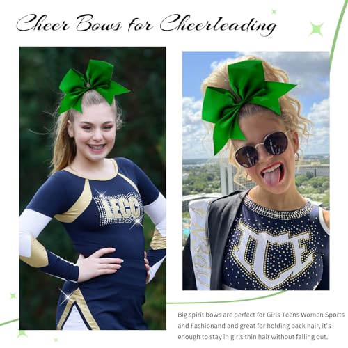 8-Inch Forest Green Cheer Bows for Ponytails - Handmade Hair Accessory