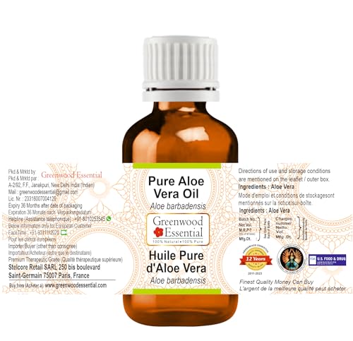 Greenwood Essential Aloe Vera Oil 30ml - Pure, Non-Sticky Hydrating Oil for Skin & Hair