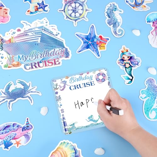 Mermaid Birthday Cruise Door Magnets Set - 18 Ocean-Themed Decor