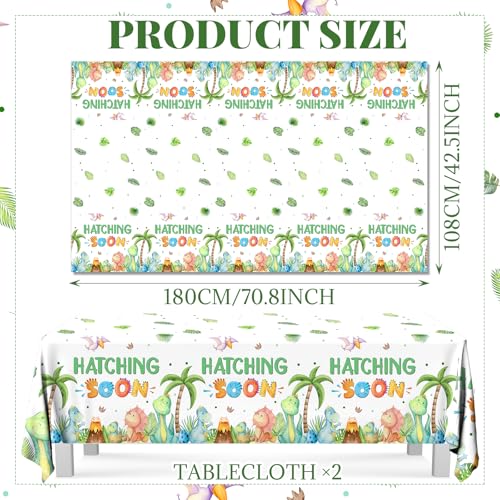 Dinosaur Baby Shower Tablecloths - 3 Pack, Hatching Soon Design