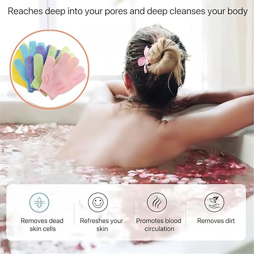 12 Pack Exfoliating Bath Gloves - Deep Scrub Shower Mitts