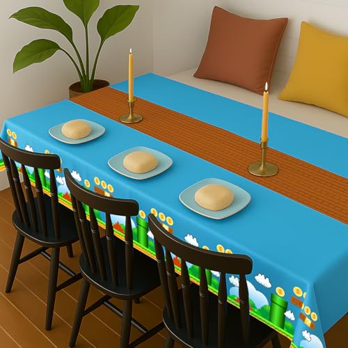 Video Games Birthday Tablecloths - 4 Pack Plastic Covers, 54" x 108"