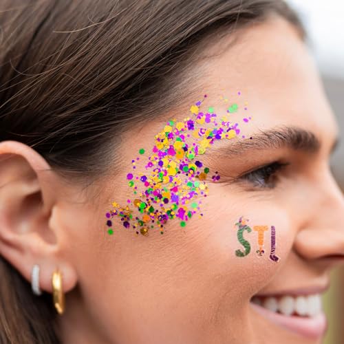 CiikDux Mardi Gras Glitter Gel for Face Body & Hair, Color Changing & Hypoallergenic