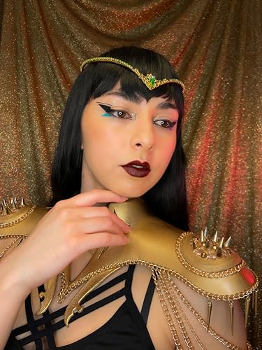 MOSTORY Handmade V-Shape Fairy Crown Tiara - Gold Green Headband for Weddings & Cosplay