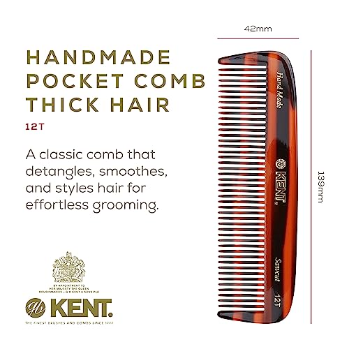 Kent Tortoiseshell Wide Tooth Detangling Comb for Thick & Curly Hair - Handmade, 1 Pack