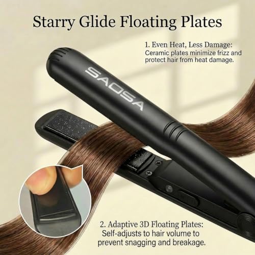 SAOSA Mini Flat Iron - 0.7 Inch Ceramic Hair Straightener, Black