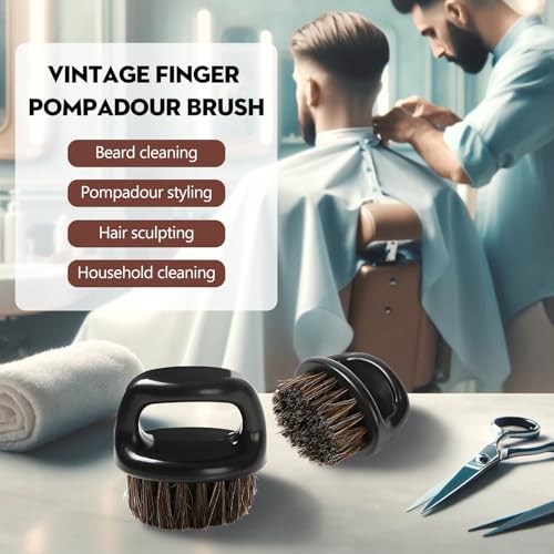 2-Pack Professional Boar Bristle Knuckle Brush for Beard Grooming