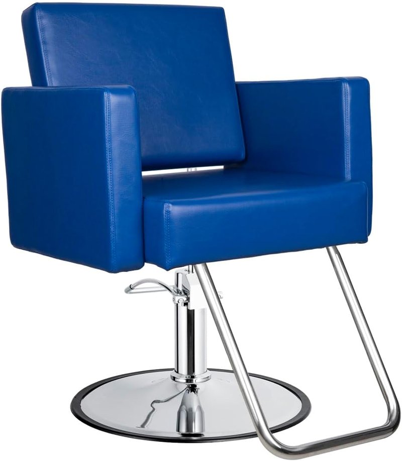 Minerva Beauty Avant Extra Wide Salon Styling Chair - Nautical Blue, 360° Swivel Hydraulic Design