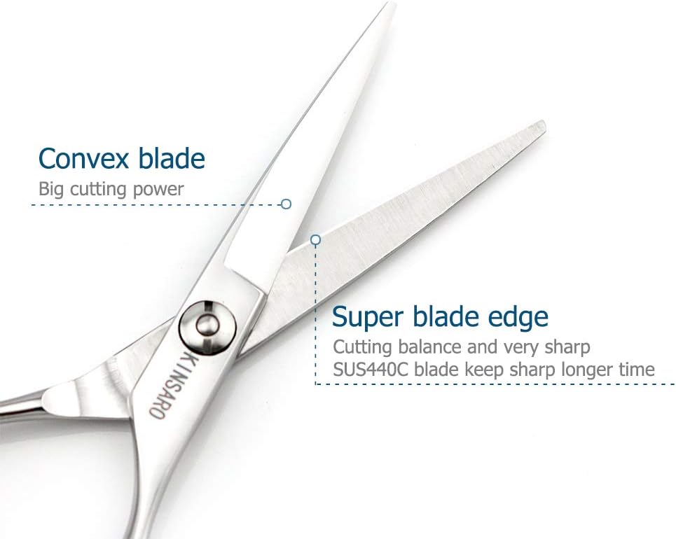 Professional Hair Cutting Scissors - 5.5" Barber Shears with 440C Convex Blades | Silvery Finish for Home or Salon Use