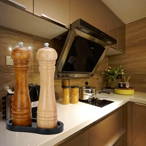 BINHAI Black Wood Salt and Pepper Mill Tray - Multi-Use Holder