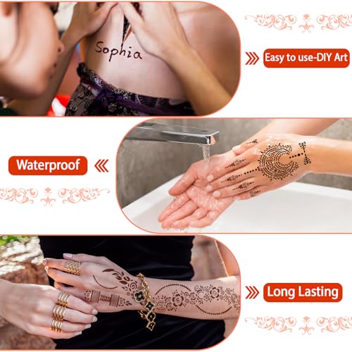 InkForge Temporary Tattoo Kit - 6 Colors, 65 Stencils & Tools