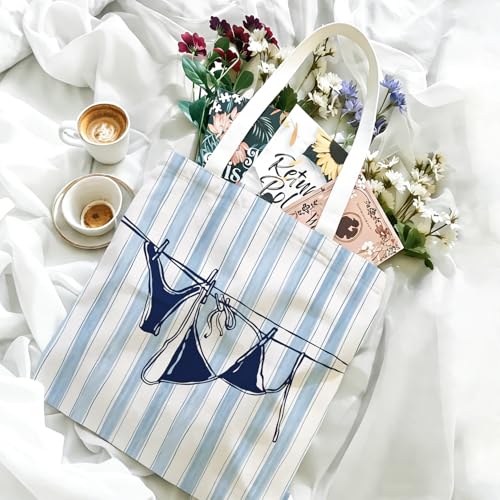 Beachy Blue Coastal Tote Bag - Reusable Shopping Bag for Women