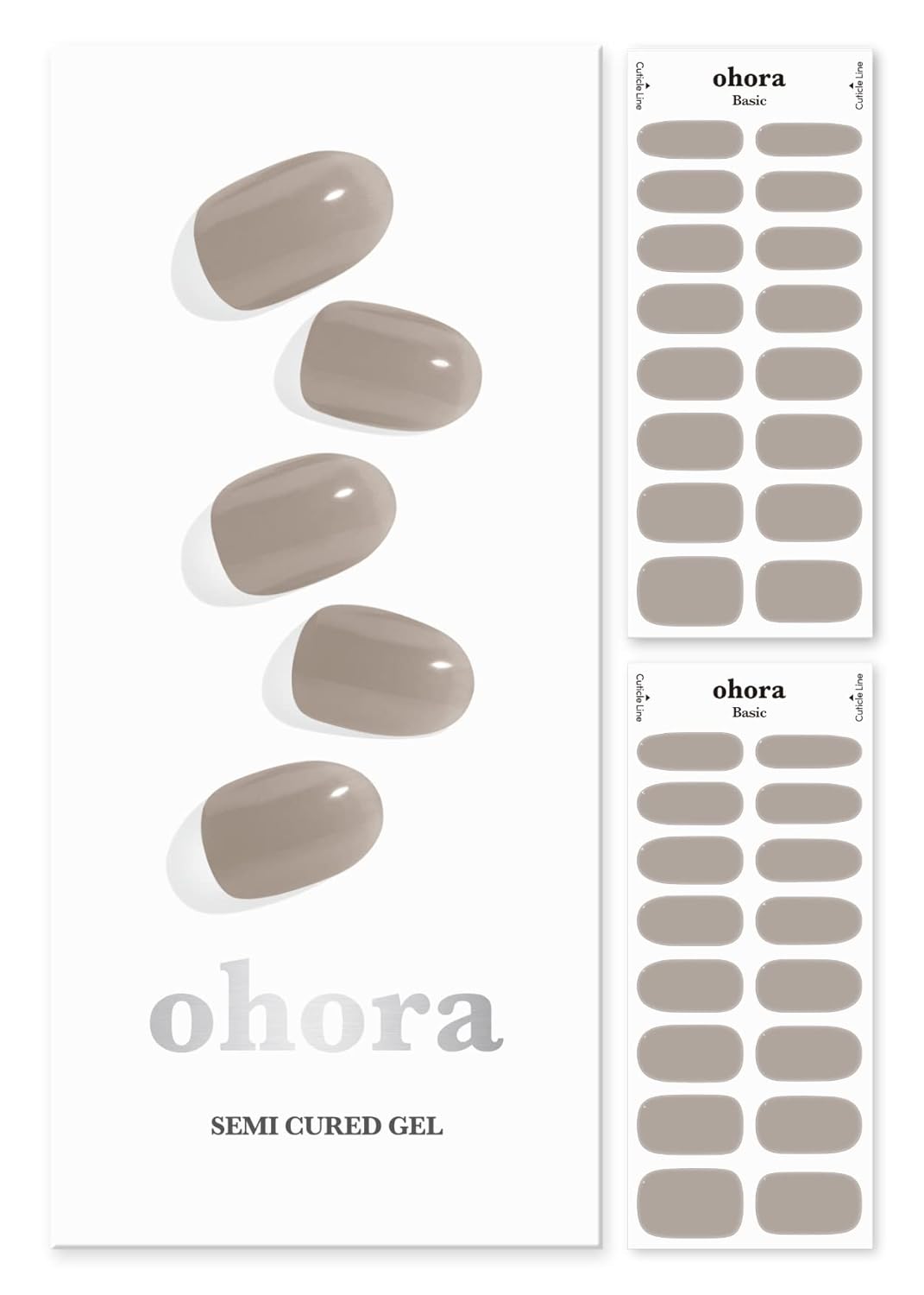 Ohora Semi-Cured Gel Nail Strips - Salon-Quality Bare Gray Design | Easy Application & Removal, Includes Prep Pads & File