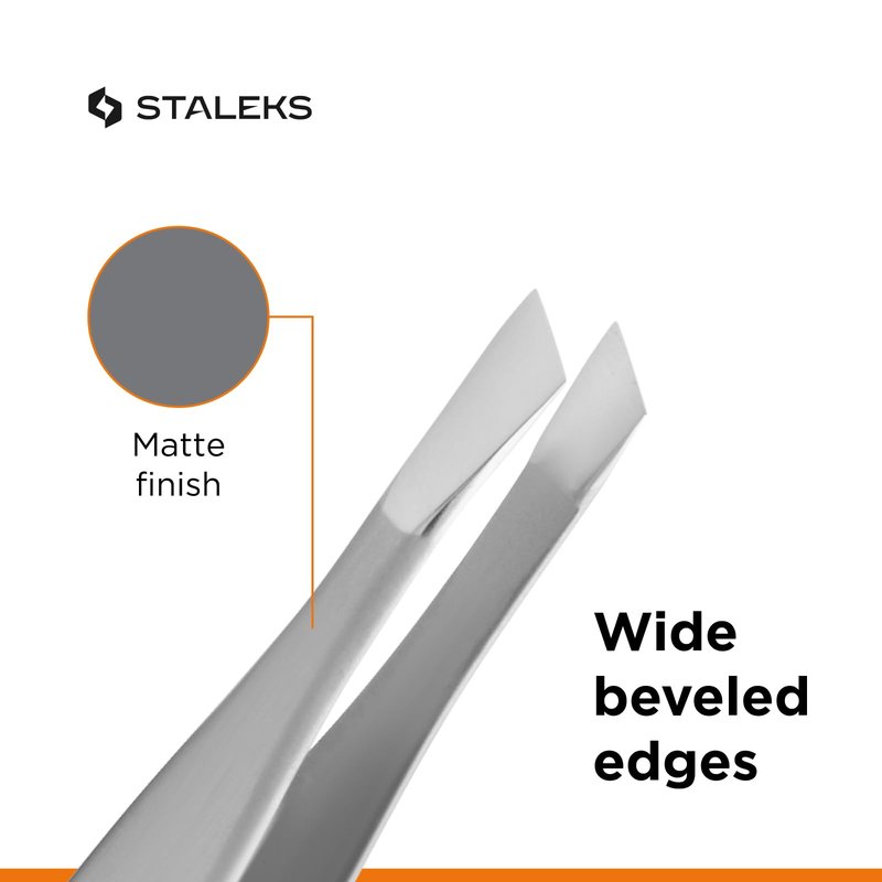 STALEKS PRO Expert 20 Type 3 Professional Eyebrow Tweezers – Wide Beveled Stainless Steel for Thick Brows & Soft Stroke Hair Removal