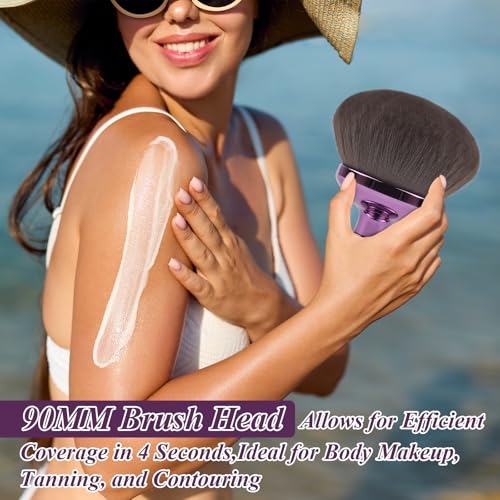 GloréBrochas 90MM Kabuki Self Tanner Brush - Purple Body Makeup Applicator
