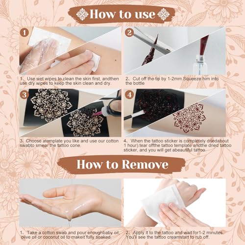 7PCS Temporary Tattoo Kit - 2 Black, 2 Brown, 2 Maroon, 1 Cherry Red