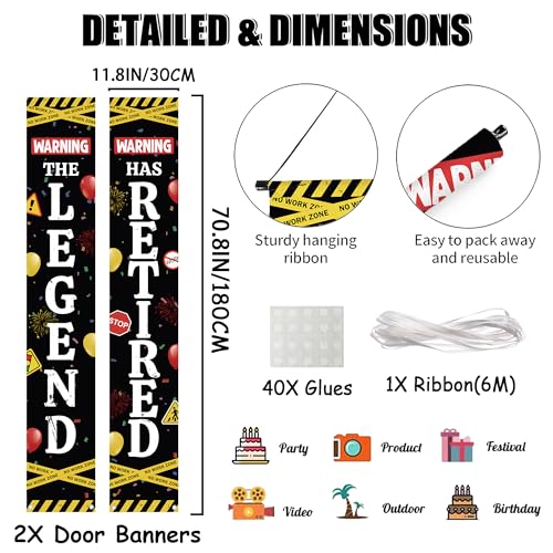Retirement Party Decorations Kit - Funny Banners & Door Covers