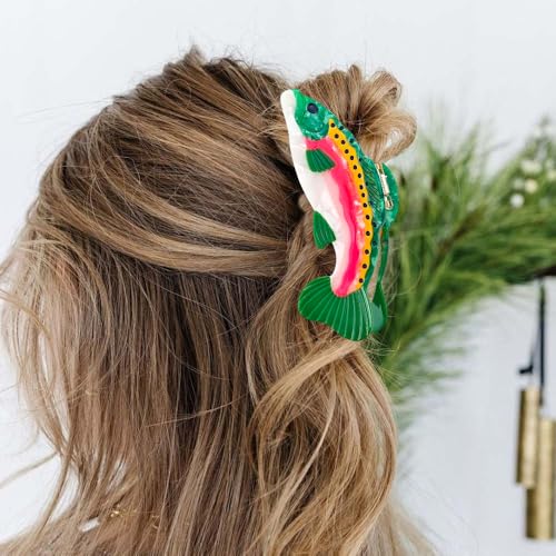 Arvintas Salmon Hair Claw Clip - Non Slip Acetate Hair Barrettes for Women & Girls - Pack of 1