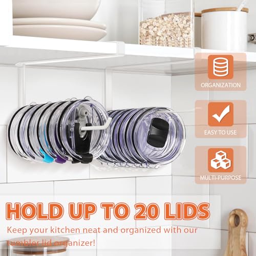 2 Pack Tumbler Lid Organizer - Holds Up to 20 Lids, Space-Saving Design