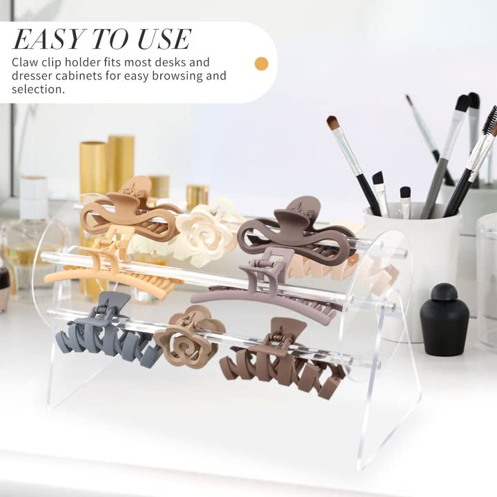 SNOWSTAR Acrylic Claw Clip Organizer, 360-Degree Rotating Display Stand