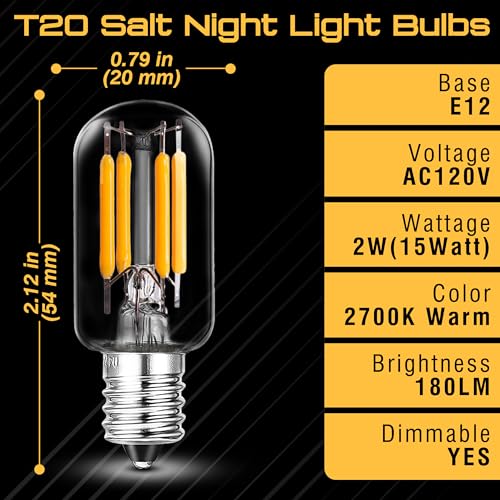 E12 LED Salt Lamp Bulb 2W, Warm White 2700K, 180lm - 2 Pack