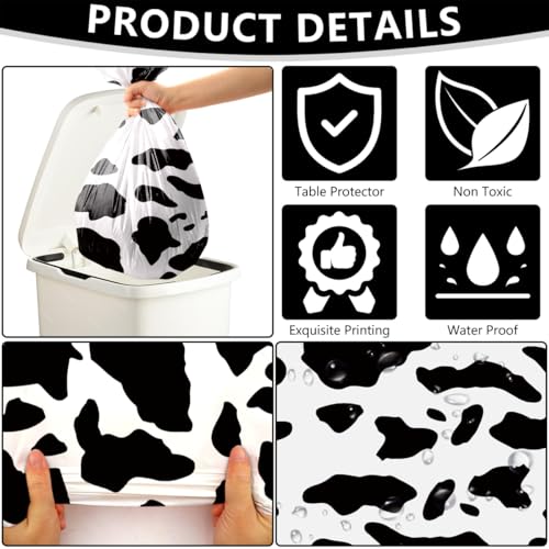4 Pcs Waterproof Cow Pattern Plastic Tablecloths Set - 52 x 86 in