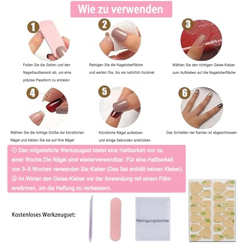 White French Tip Almond Press-On Nails with Gold Wave Designs - 24pcs