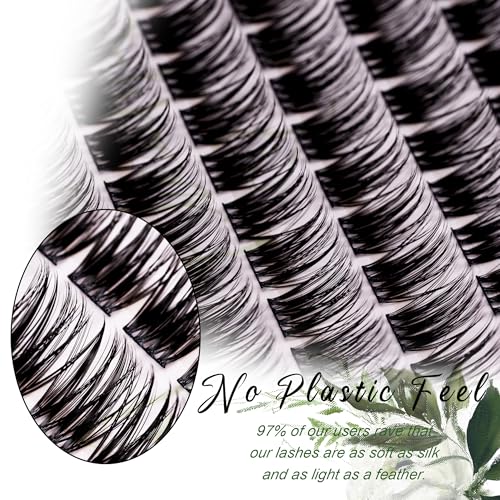 EHSZM BEAUTY 14mm D-Curl Lash Clusters - Wispy Outer Corner Lift