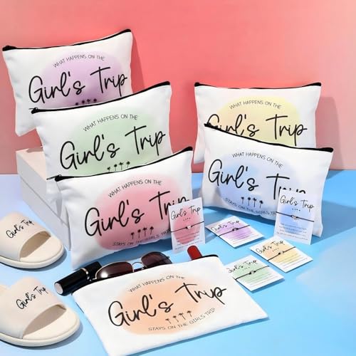 Girls Trip Gift Set — 18 Pcs Sunnymove Makeup Bags, Heart-Shaped Bracelets & Cards (Variation: Girls Trip)