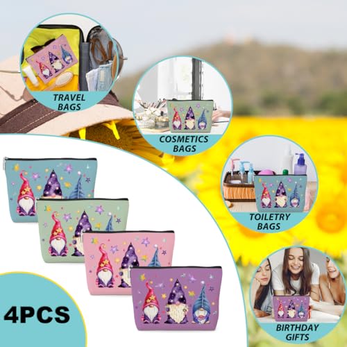 Cute Gnome Star Makeup Bag - 4 Pack Waterproof Cosmetic Bags