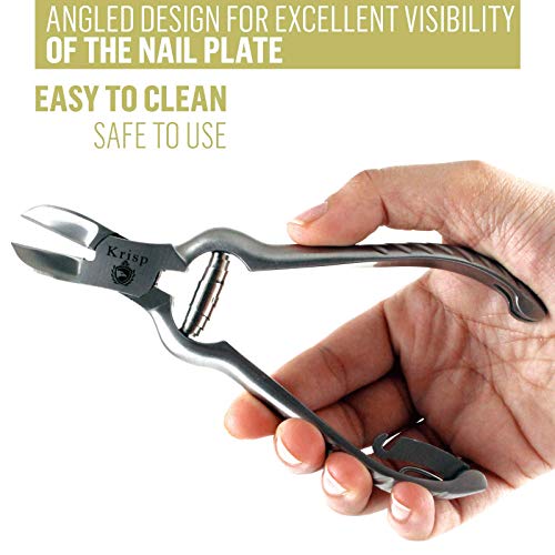 Krisp Beauty Professional Toenail Clippers for Thick Nails - 6.25 Inch Silver