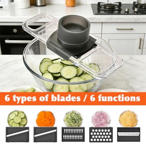 Handheld Vegetable Slicer with 6 Interchangeable Blades