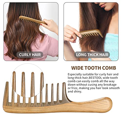 BESTOOL Extra Large Natural Sandalwood Wide Tooth Comb for Curly Thick Hair