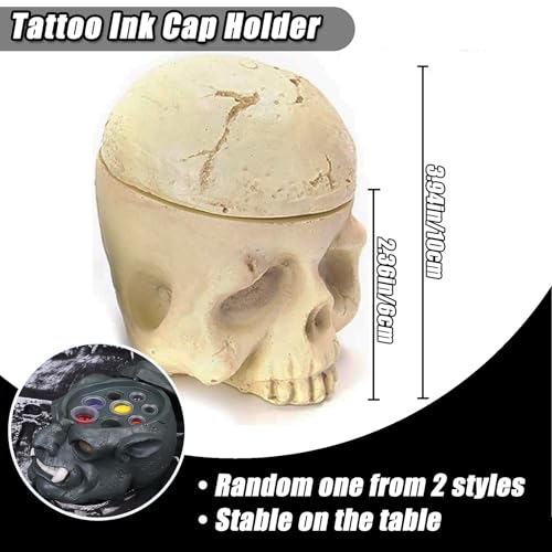 YONGDA Skull Ink Cap Holder with 100 Large Ink Cups - Tattoo Supply