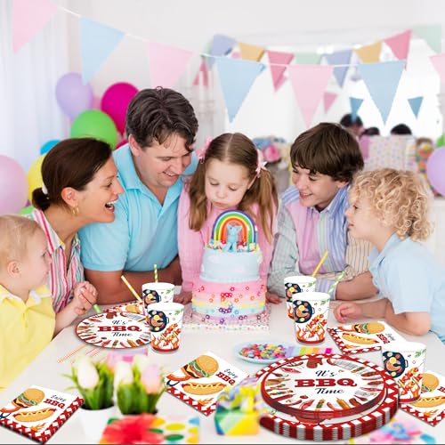 BBQ Party Supplies - Disposable Plates, Napkins & Cups Set