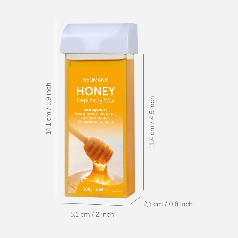 Hair Removal Wax, Wax Refill, Soft Wax Roller Cartridge for Roll on Waxing Kit, Honey Rolling Wax for Sensitive Skin, 4 Pack