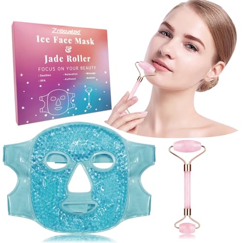 ZNÖCUETÖD Ice Face Mask & Jade Roller Set - Blue & Pink