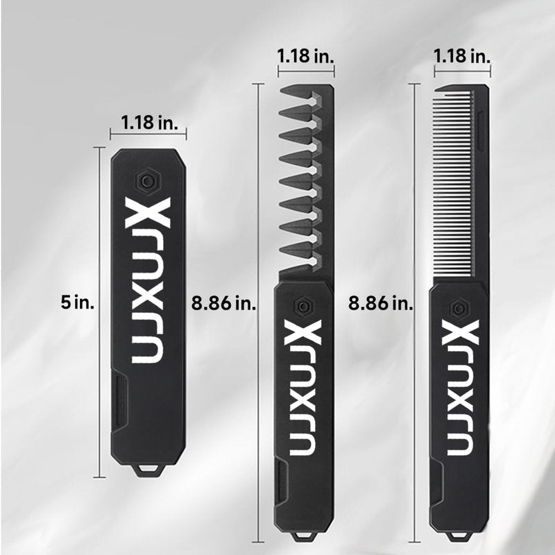 2 in 1 Portable Folding Comb for Men & Women - Fine Tooth & Textured Wide-Tooth Styling Comb with Durable ABS Handle, Multi-Purpose Hair Comb for Beard, Mustache & Daily Grooming - Home, Salon, Travel